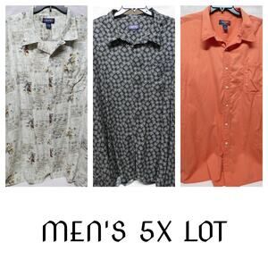 Men's Lot of 4 Big & Tall 5X REPP Button-Up Shirts Short Sleeve